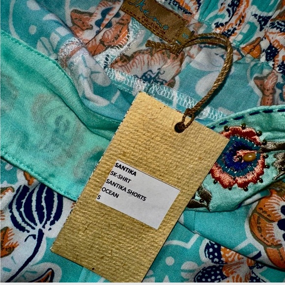 Skemo Santika Beaded Shorts NWT - Ocean Tropical SZ Small - Picture 2 of 7
